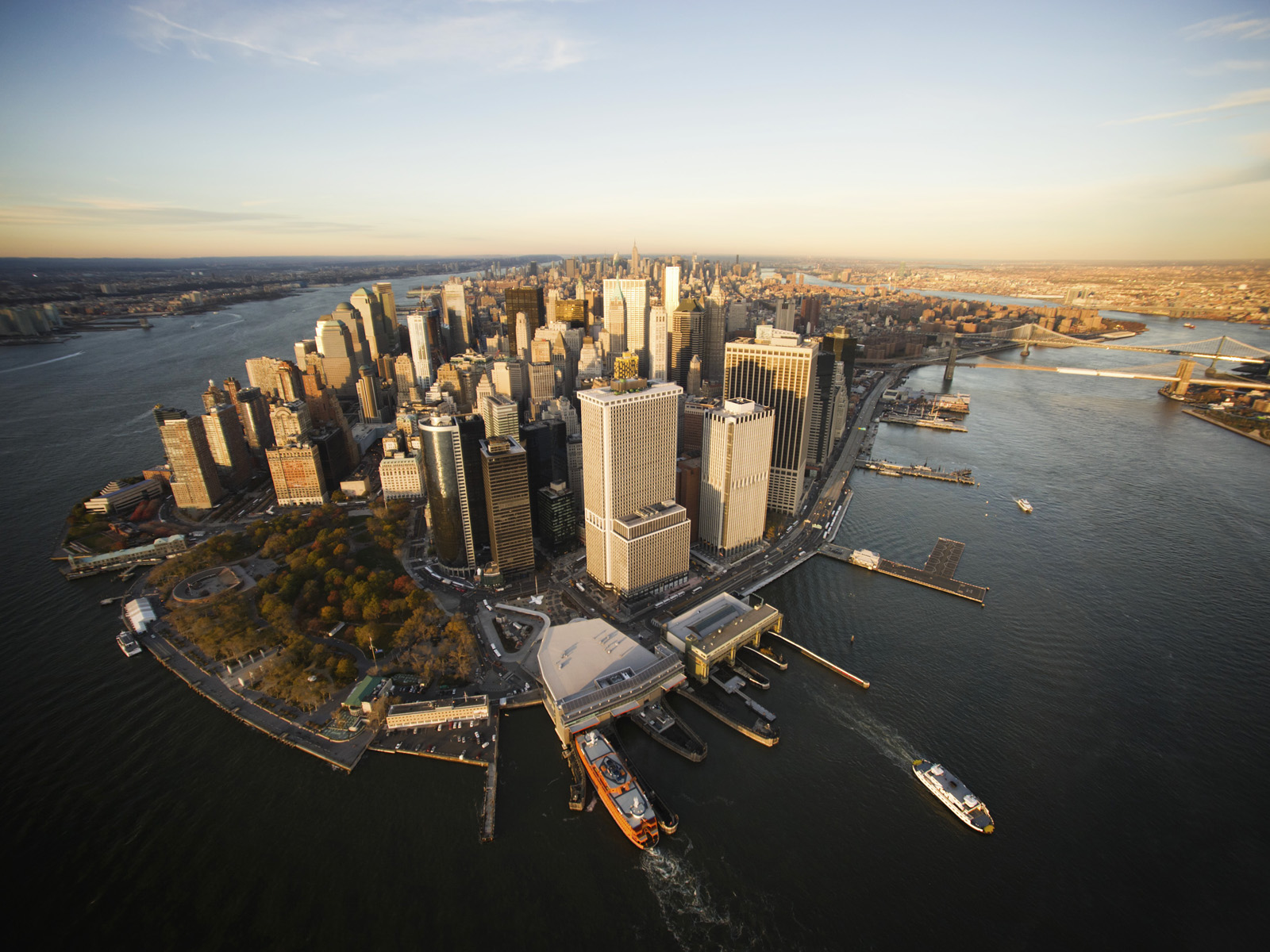 Aerial View of Lower Manhattan New York