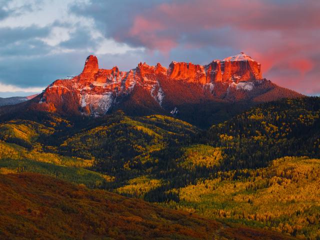 Chimney Rock at Dusk, Cimarron Mountains, Ouray, Colorado