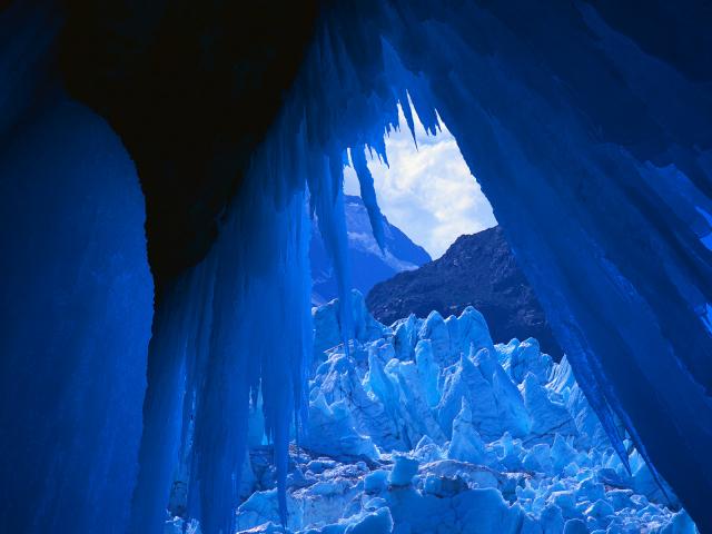 Icicles in Glacier Opening Glacier Bay National Park Alaska
