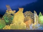 Illuminated Ice Sculptures Sapporo Snow Festival Hokkaido Island Japan