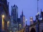 Three Towers at Night, Ghent, East Flanders, Belgium