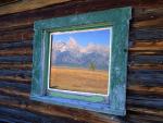 Teton Range Reflected in a Window, Grand Teton National Park, Wyoming