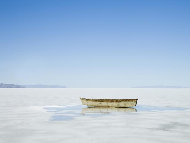 Rowboat In the Middle of Nowhere Great Salt Lake Desert Utah
