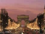 Champs Elysees in December Arc de Triomphe Paris France