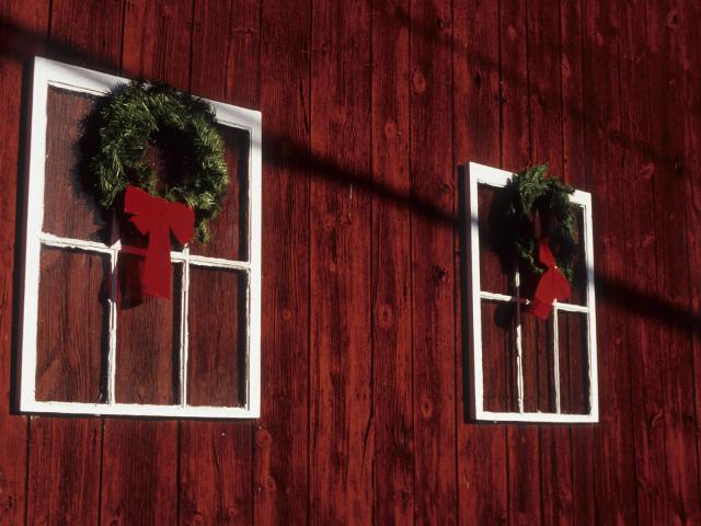 Christmas Wreaths on a Barn New Jersey