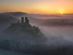 Corfe Castle at Sunrise Dorset England