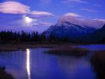 Moonrise over Lake Vermillion, Banff National Park, Alberta