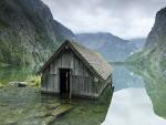 Fishing Hut in Lake of Berchtesgaden National Park, Germany