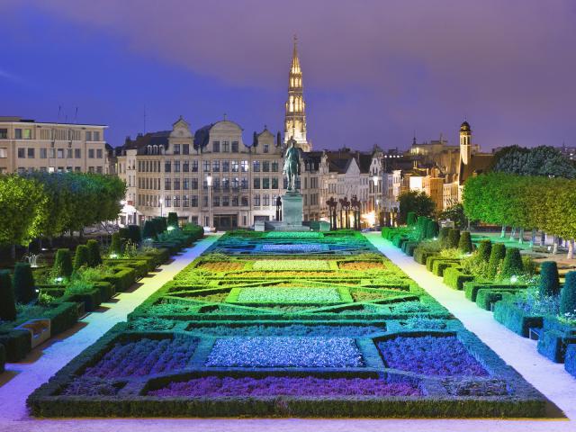 Old Town and Hotel de Ville Tower From the Mont des Arts, Brussels, Belgium